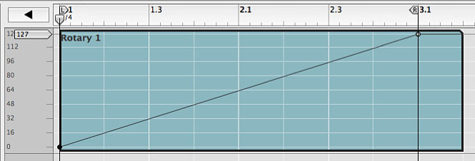 Ramp drawn in
automation clip