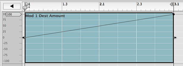 Ramp drawn in
automation clip